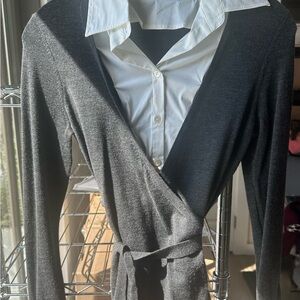 Theory Wrap Sweater w/Removable Dickey SZ P